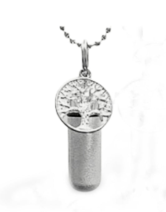 Brushed Silver Tree Of Life - Two-tone Cremation Urn Necklace - Remembrance Jewelry, Urn Keepsake, Urn for Ashes, Child Urn, Personalized