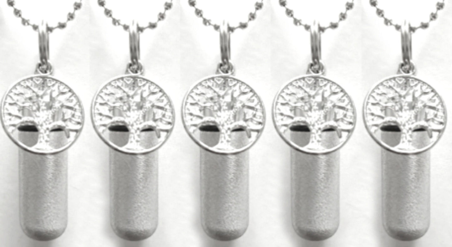 Set of 5 Brushed Silver TREE OF LIFE Cremation Urn Necklace Keepsakes, Urn Jewelry, Ashes Necklace, Child Urn, Personalized Urn