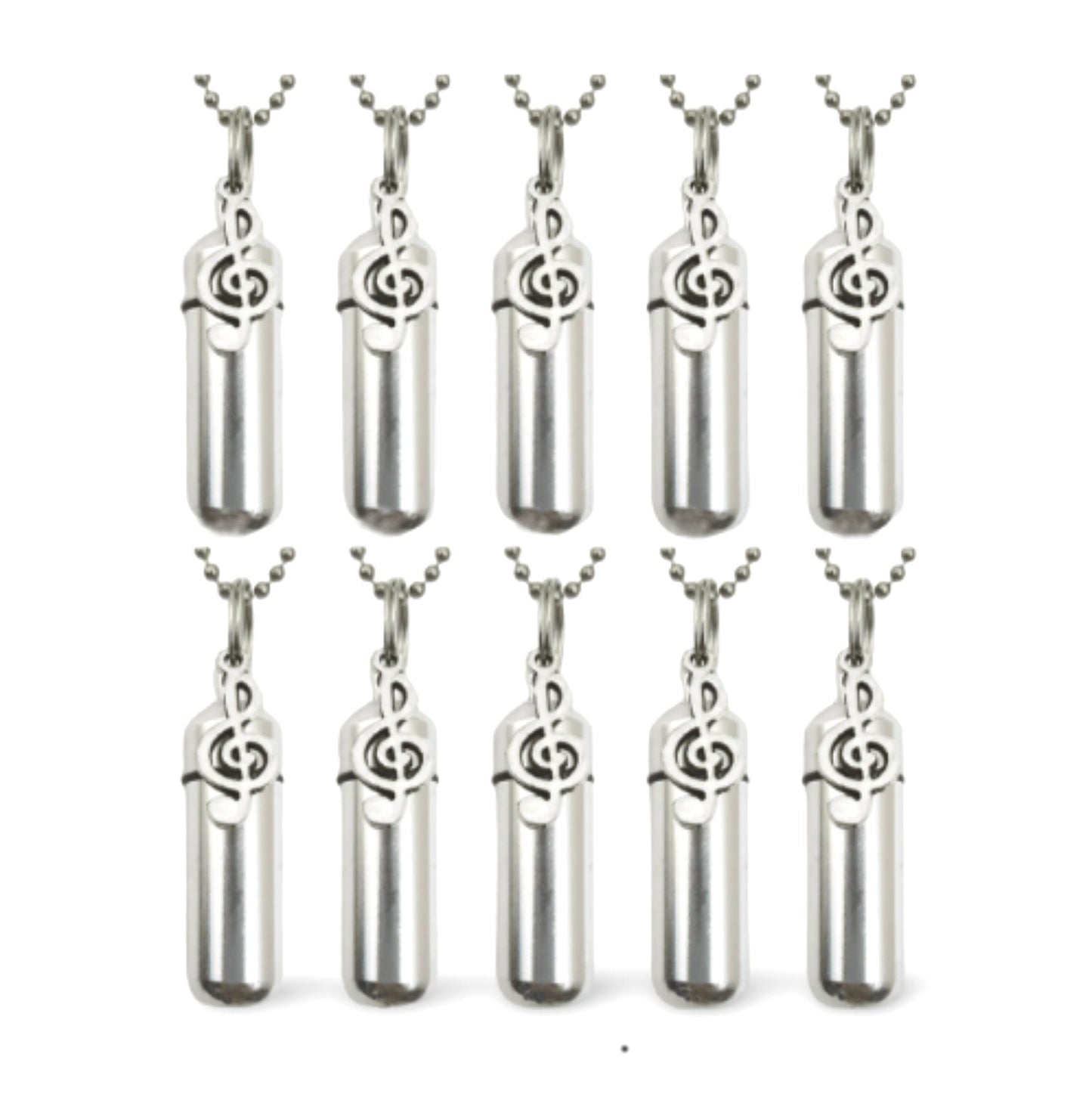Set of TEN Musical Treble Clef CREMATION URN Necklaces - Ashes Necklace, Memorial Jewelry, Mourning Jewelry, Urn Necklace, Personalized Urn