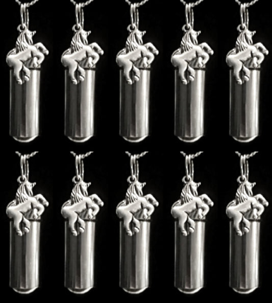 Special Set of TEN Silver CREMATION URN Keepsakes with Unicorn - Urn Jewelry, Ashes Keepsake, Pet Urn, Urn For Human Ashes, Personalized Urn