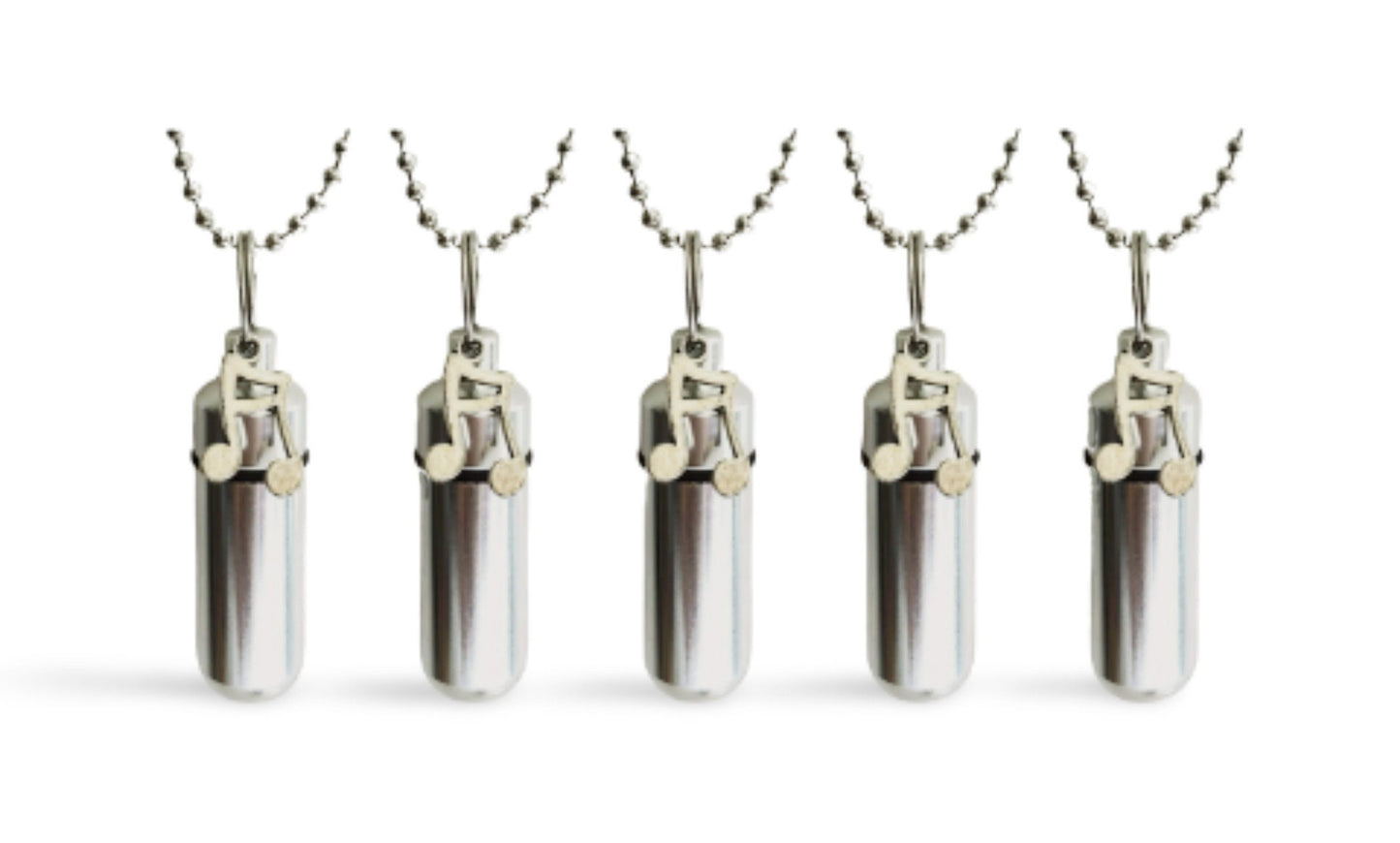 Set Of Five Silver Cremation Urn Necklaces with MUSICAL NOTES - Mourning Jewelry, Urn Keepsake, Ashes Necklace, Urn For Human Ashes, Pet Urn