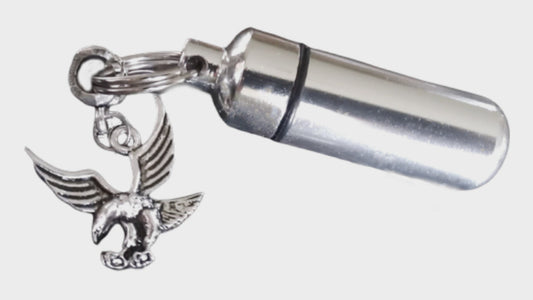 Silver Cremation Urn with American Eagle Keychain Keepsake, Memorial Jewelry, Keepsake Urn, Urn For Human Ashes, Pet Ashes, Personalized Urn