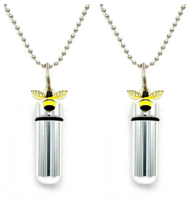 Set of Two CREMATION URN NECKLACES with Colorful Queen Bee - Memorial Urn, Mourning Jewelry, Child Urn, Ashes Necklace, Personalized Urn