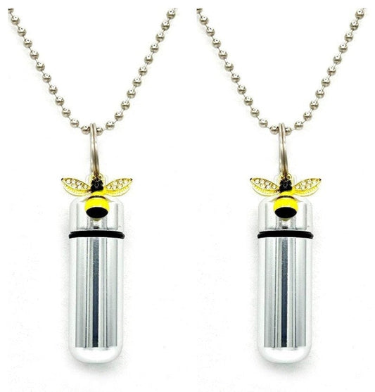 Set of Two CREMATION URN NECKLACES with Colorful Queen Bee - Memorial Urn, Mourning Jewelry, Child Urn, Ashes Necklace, Personalized Urn