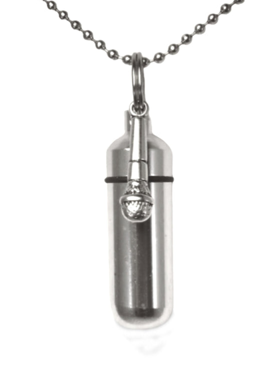 Silver Cremation Urn Necklace with Silver Microphone - Mourning Keepsake, Urn Jewelry, Keepsake Urn, Child Urn, Personalized Urn