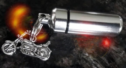 Classic Silver MOTORCYCLE CREMATION URN Keychain Keepsake - Memorial Jewelry, Mourning Keepsake, Pet Urn, Child Urn, Personalized Urn