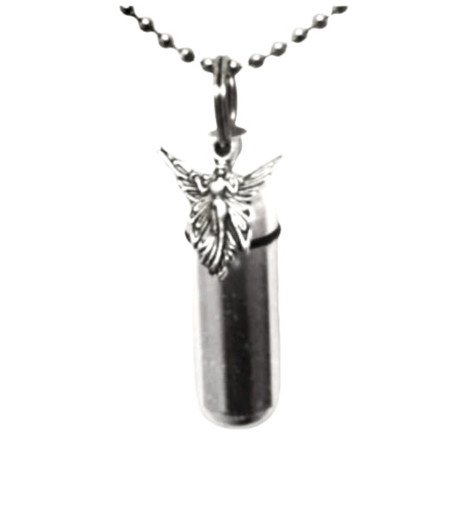 Silver Fairy Angel CREMATION URN on 24" Necklace - Memorial Keepsake, Ashes Jewelry, Urn Keepsake, Child Urn. Pet Urn, Personalized Urn