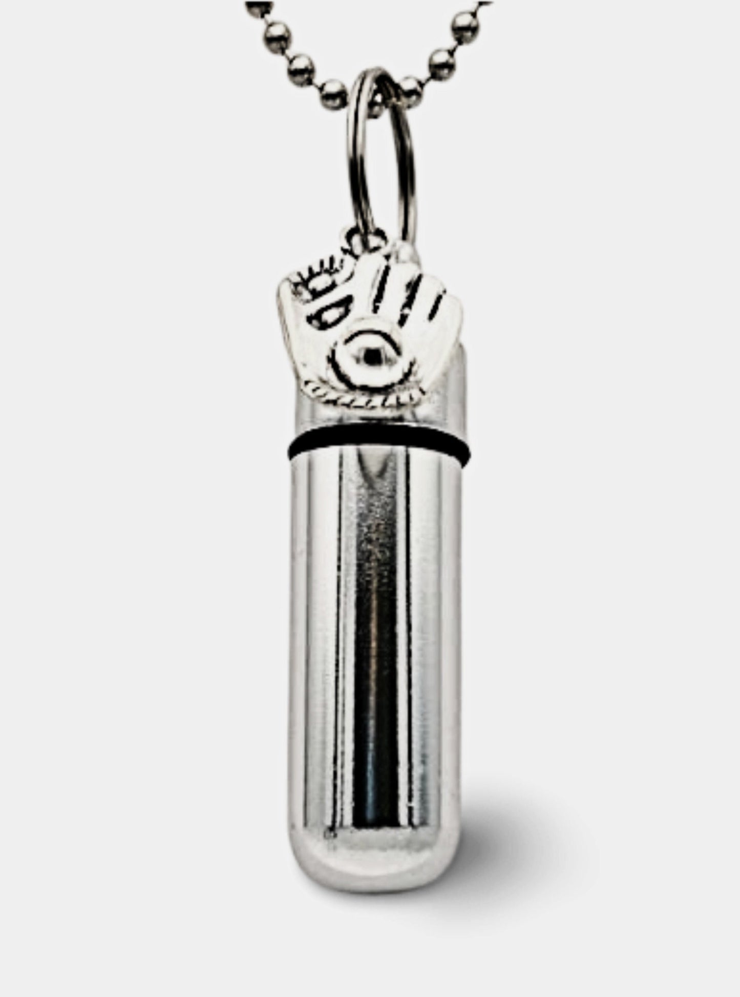 Set of Five Brushed Silver Baseball Glove CREMATION URN Necklaces - Mourning Keepsake, Ashes Necklace, Pet Urn, Child Urn, Personalized Urn