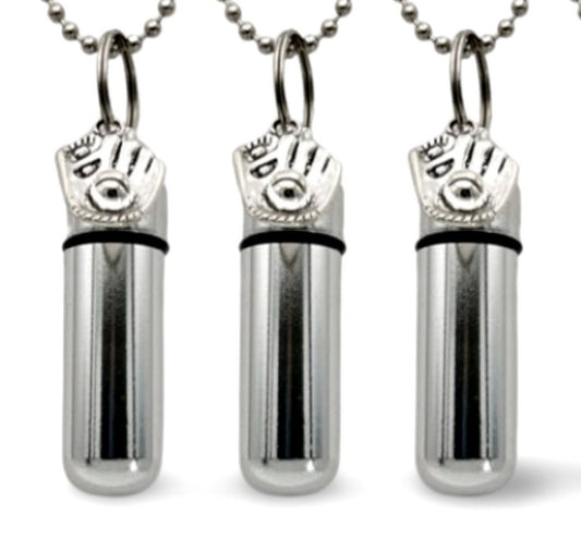 Set of Three Silver Baseball Glove CREMATION URN Necklaces - Mourning Keepsake, Ashes Necklace, Pet Urn, Child Urn, Personalized Urn