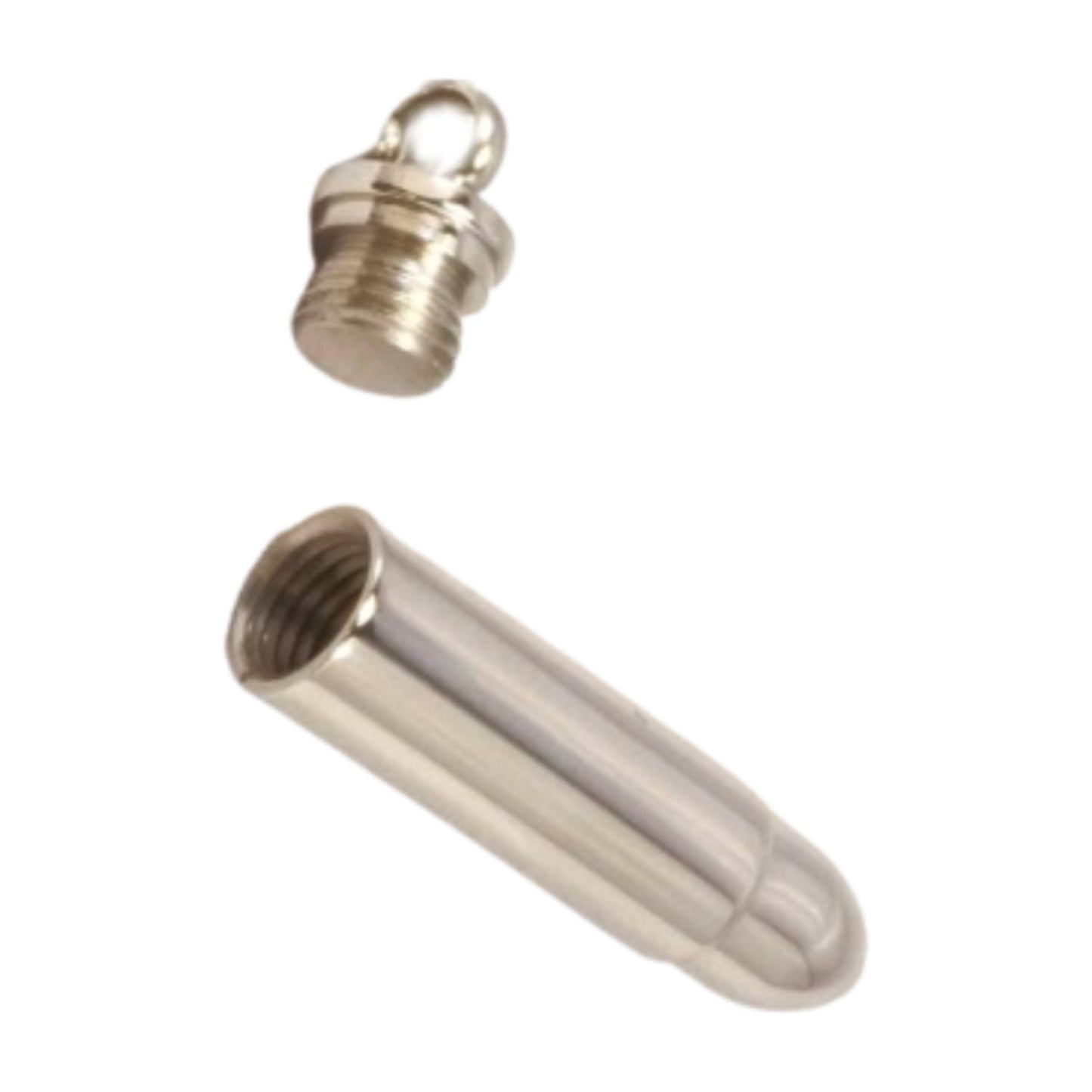 Stainless Steel Bullet CREMATION URN on 24" Ball-Chain Necklace with Velvet Gift Pouch & Fill Kit, Memorial Jewelry, Ashes Necklace, Pet Urn