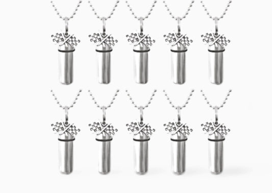Set of 10  Racing Flag Cremation Urns on 24" Steel Ball Chain Necklaces, Urn Necklace, Ashes Jewelry, Mourning Keepsake, Urn for Ashes