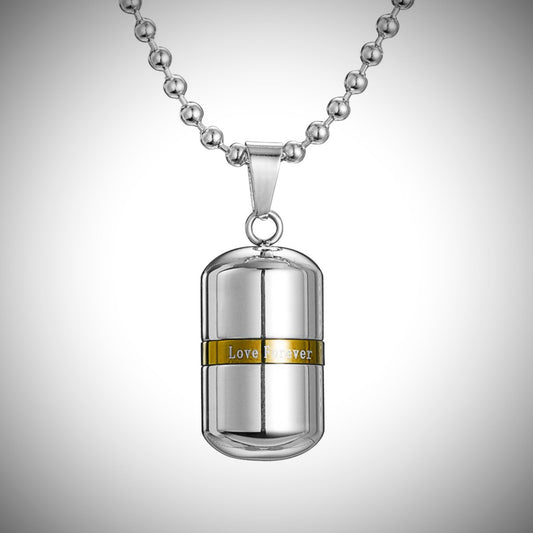 High Quality Stainless Steel Cremation Urn Pet/Human Ash Capsule Necklace, Pill Shape, Keepsake, Urn Jewelry, Mourning Jewelry, Child Loss
