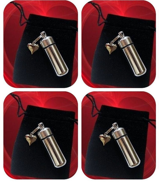 Set of FOUR Polished Silver Heart CREMATION URN Keepsakes - Mourning Jewelry, Urn Keepsake, Ashes Jewelry, Personalized Urn, Baby Urn