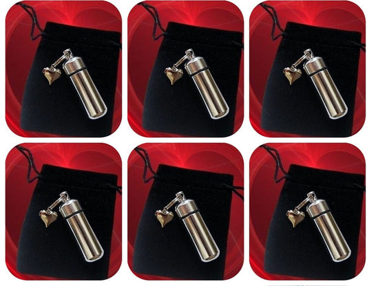 Special Set of SIX Polished Silver Heart CREMATION URN Keepsakes - Mourning Jewelry, Urn Keepsake, Ashes Jewelry, Personalized Urn, Baby Urn