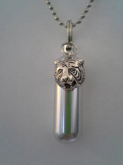 Tiger / Cat Personal Cremation Urn Necklace  -  includes Velvet Pouch & Fill Kit