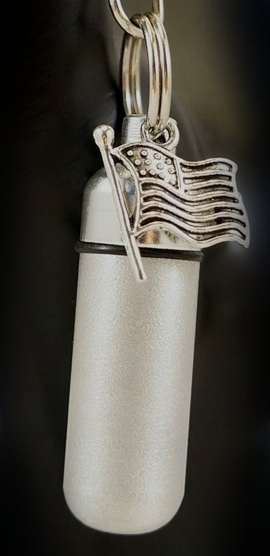 Hand-Brushed Silver 2-tone Cremation Urn Necklace - American Flag - Hand Assembled.... in Velvet Pouch with Fill Kit