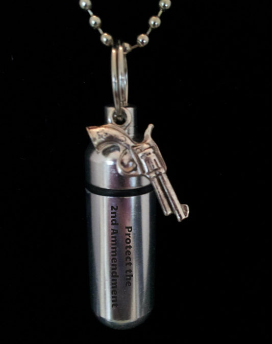 Engraved "Protect The 2nd Amendment"  - Cremation Urn Keychain - Hand Assembled.... with Velvet Pouch and Fill Kit